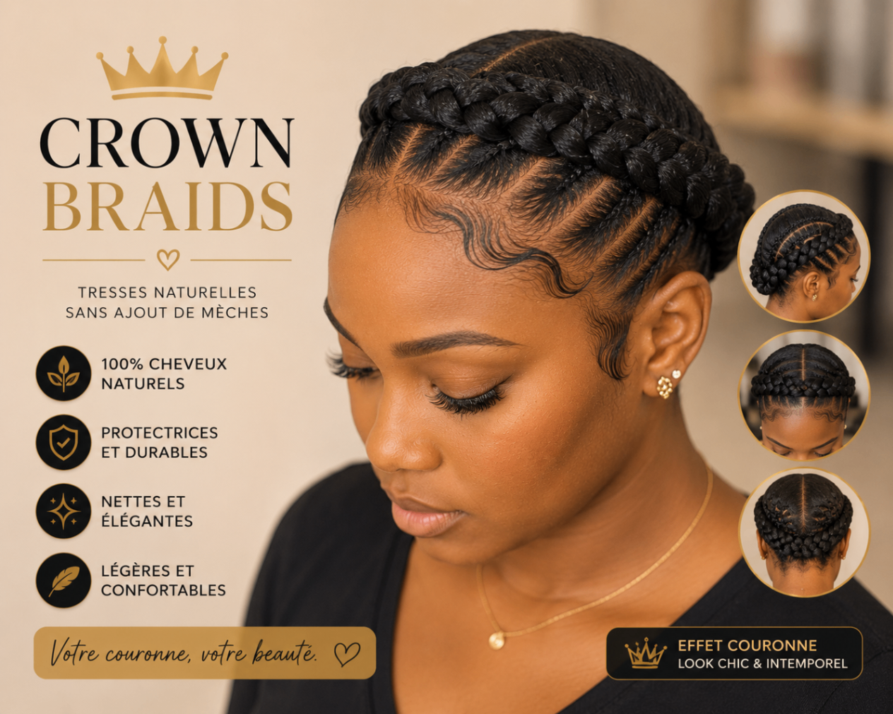 Style Crown Braids adulte Natural Crown